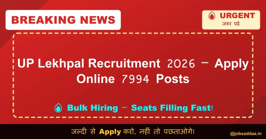 UP Lekhpal Recruitment 2026 – Apply Online 7994 Posts