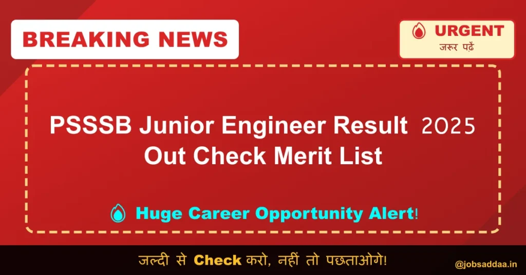 PSSSB Junior Engineer Result 2025 Out Check Merit List